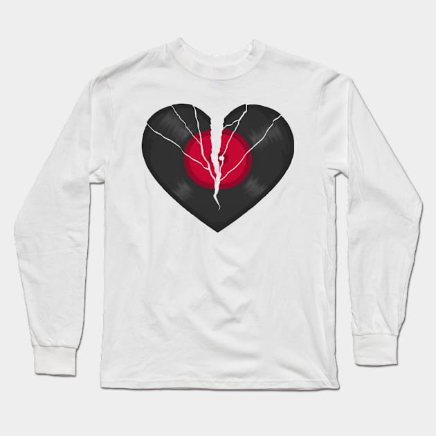 Broken LP Vinyl Record Heart Long Sleeve T-Shirt by Nerd_art